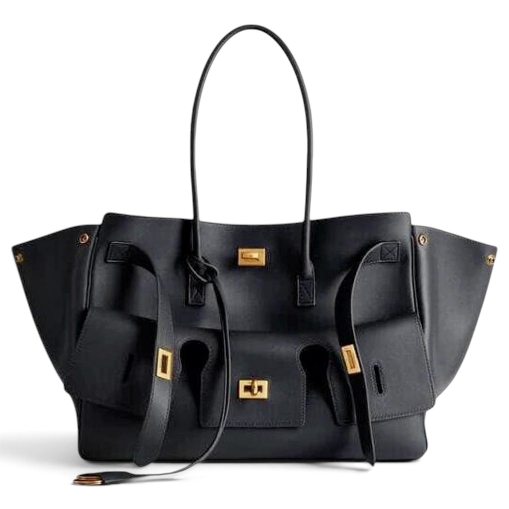 Black Balenciaga Carry All Bel Air leather tote