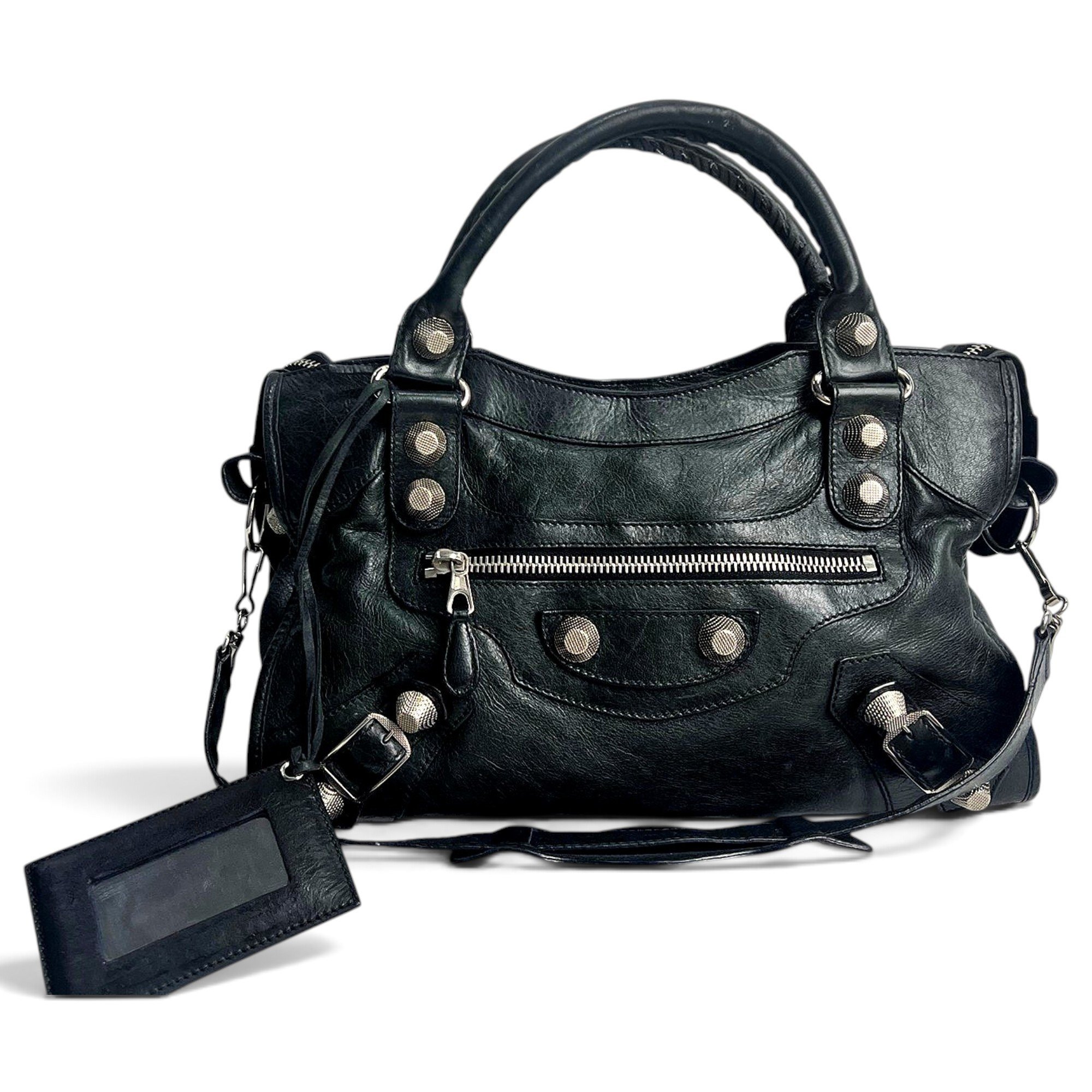 Black Balenciaga City bag with silver-tone hardware