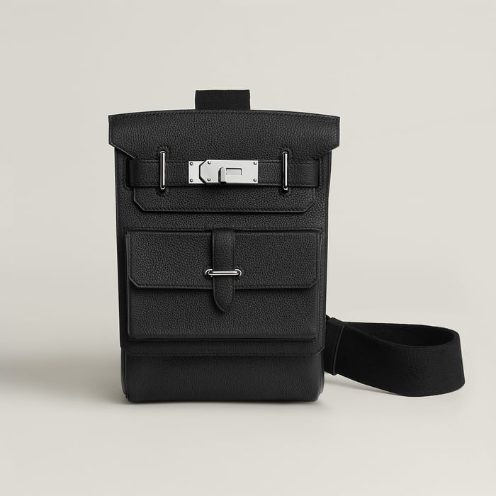 Noir Togo Hermès HAC à Dos PM Haccess with its removable front phone pocket