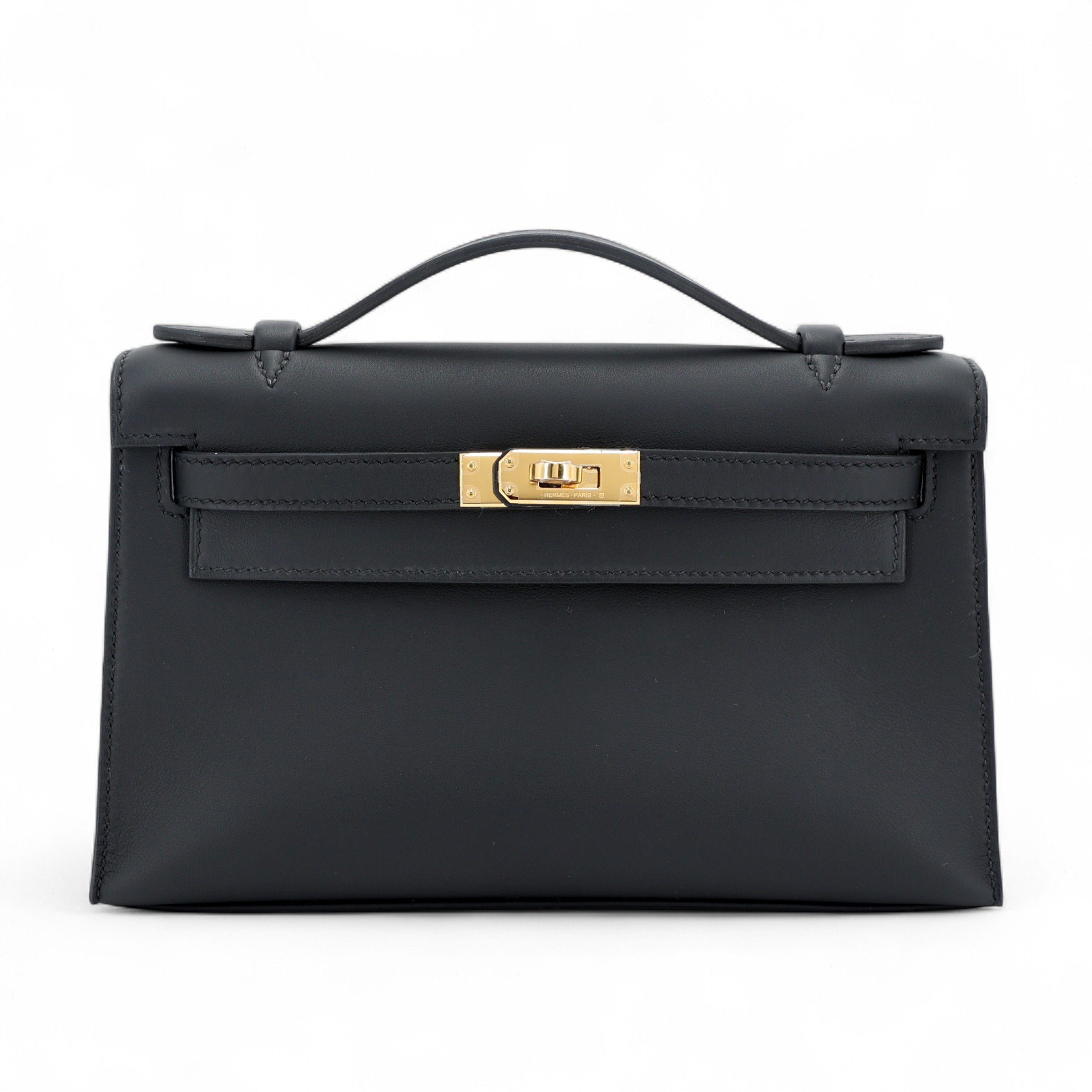 Hermès Kelly Pochette in black Swift leather with gold hardware