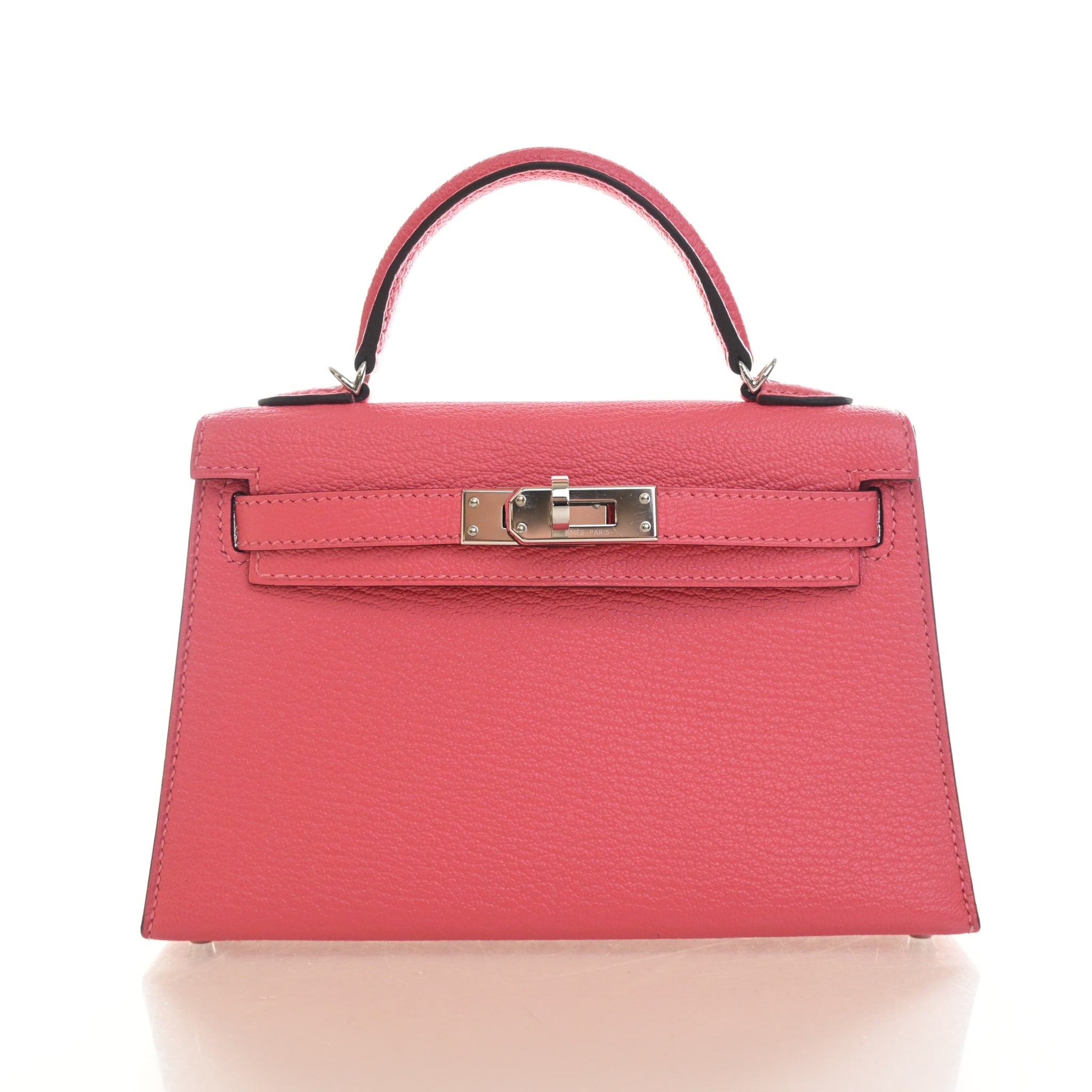Hermès Mini Kelly II 20 in Rose Lipstick Chèvre Mysore leather with palladium hardware