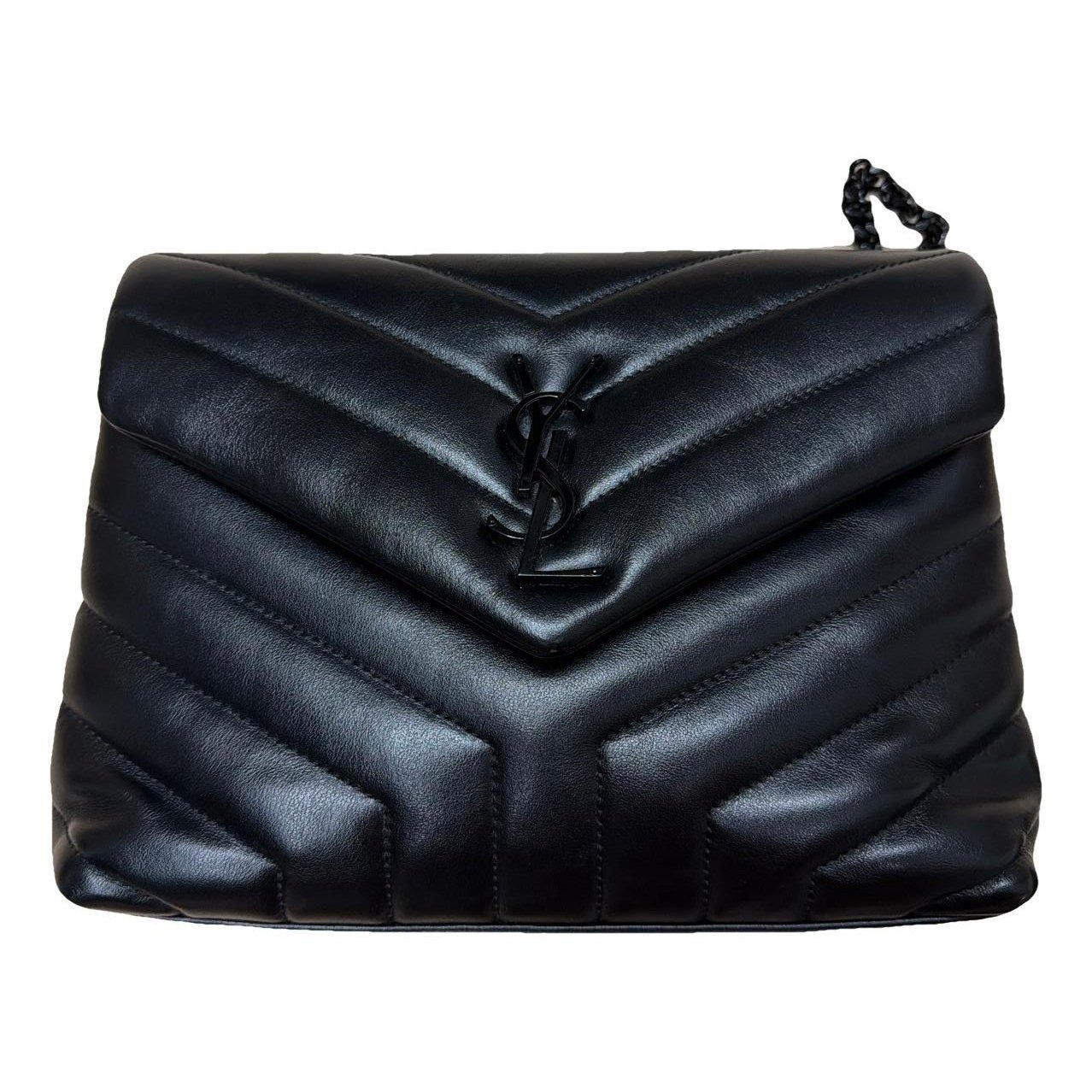 Black quilted Saint Laurent Loulou shoulder bag with YSL monogram hardware