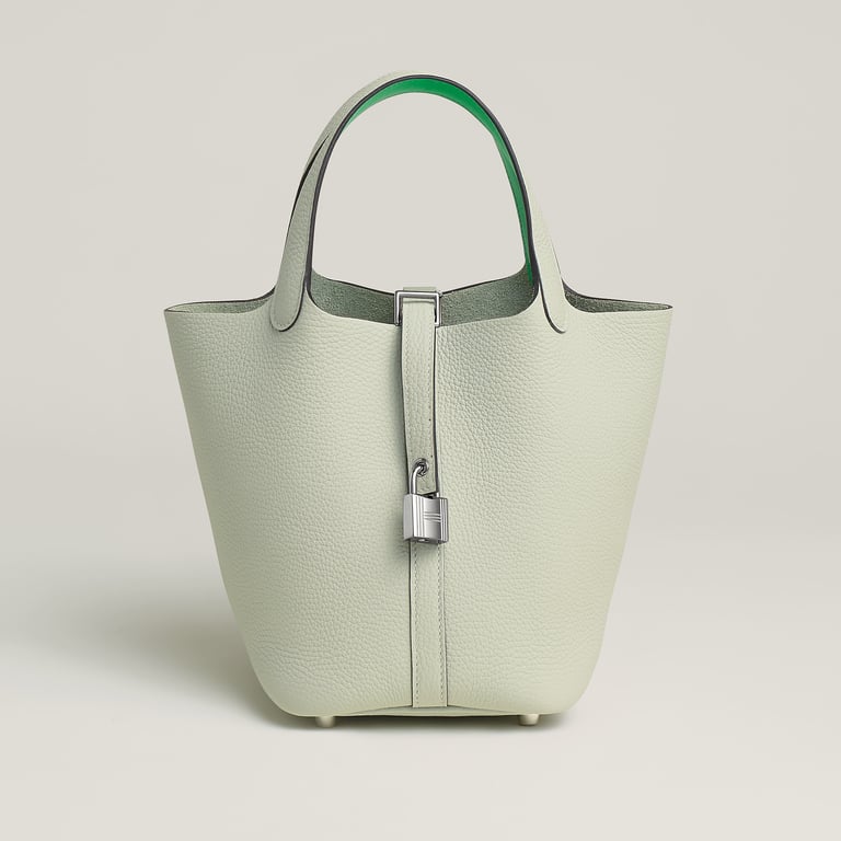 Hermès Picotin 18 in Gris Névé/Vert Comics