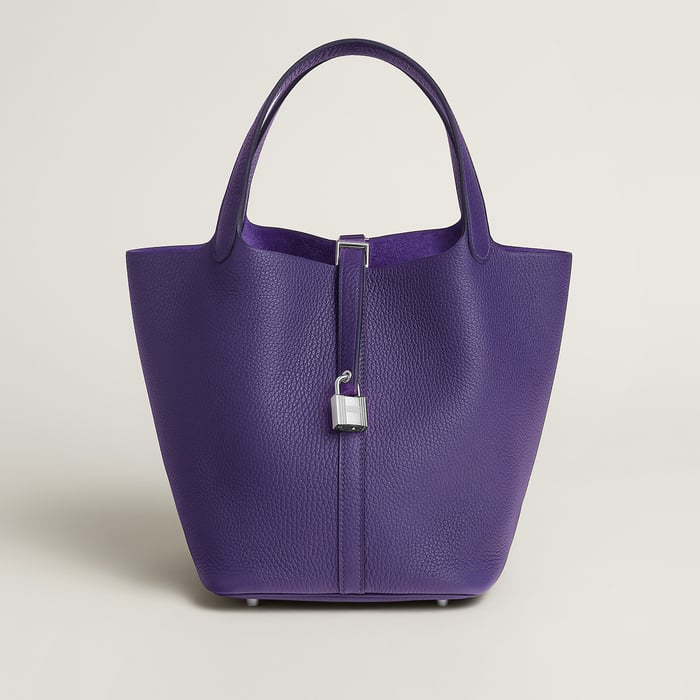 Hermès Picotin Lock 22 Purple Clemence front view