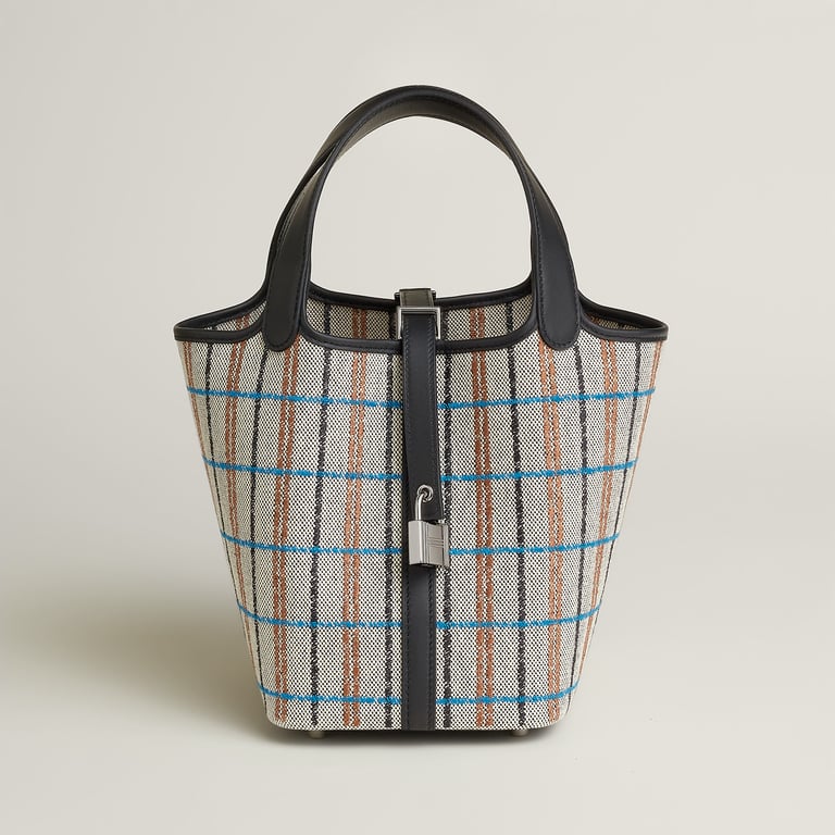 Hermès Picotin 18 in Écru/Noir/Fauve/Noir/Bleu Zanzibar/Noir