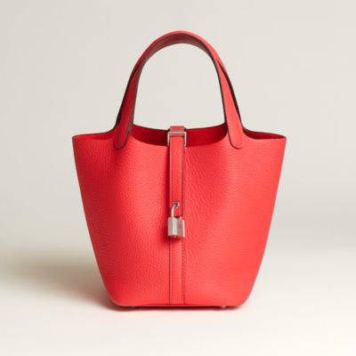 Hermès Picotin 18 in Rose Texas/Vermillon
