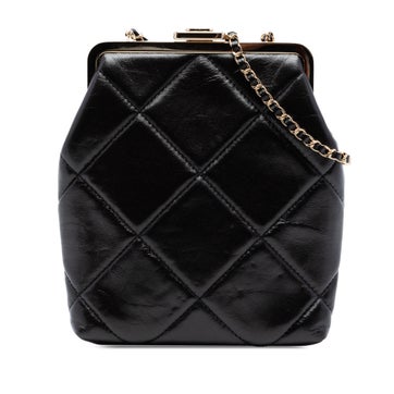 Lambskin Small CC Quilted Lambskin Kisslock Frame Clutch