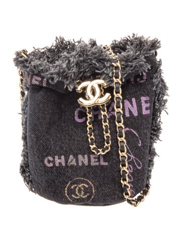 Denim Mini Moon Bucket Bag