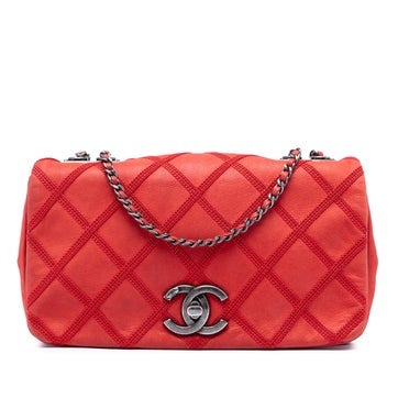 Small Nubuck Diamond Stitch Chain Flap