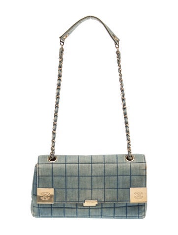 Denim Chocolate Bar Flap Bag