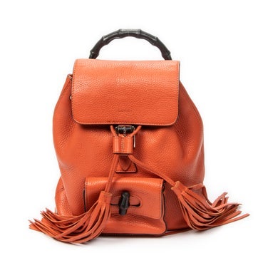 Leather Small Bamboo Tassel Backpack