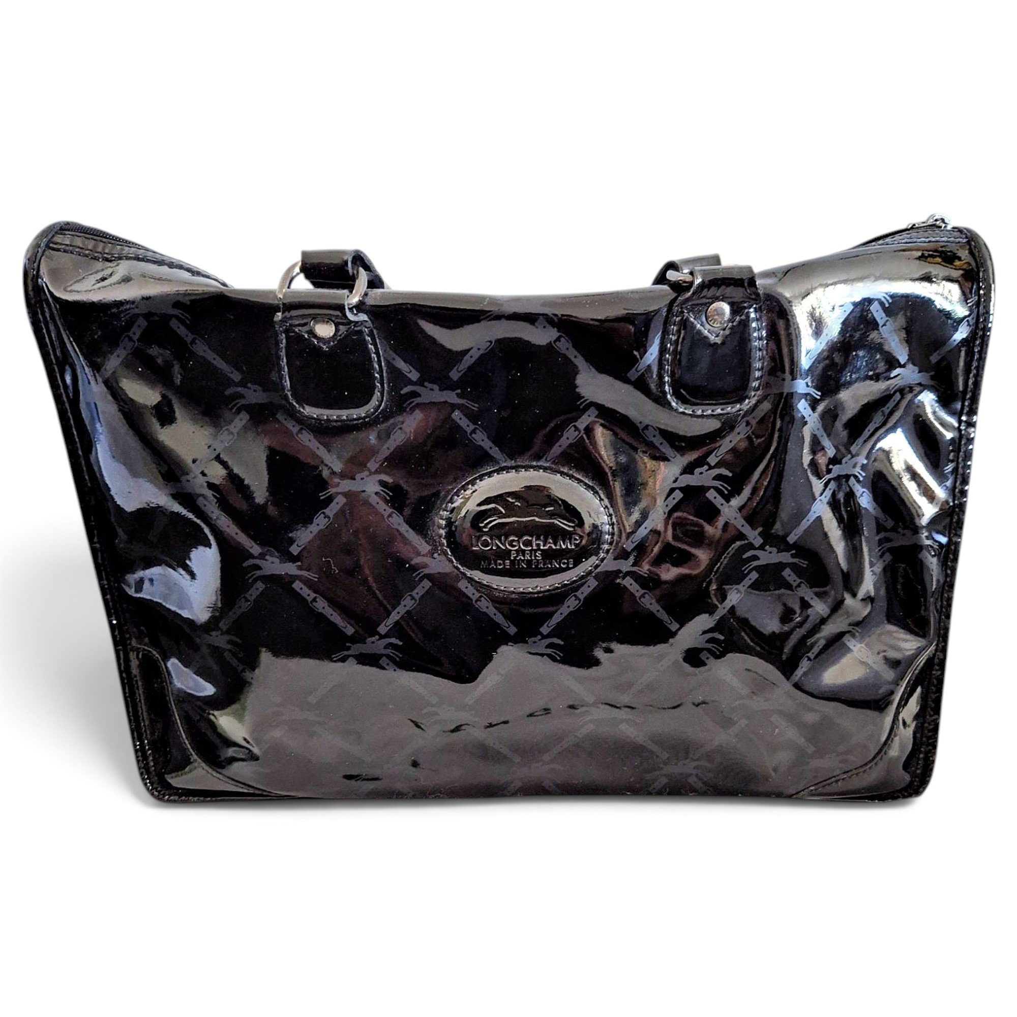 Longchamp Pliage patent leather tote