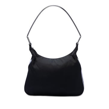 Nylon Croc Embossed Leather Trimmed Tessuto Shoulder Bag