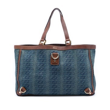 Calf Leather Denim Interlocking G Abbey D Ring Tote