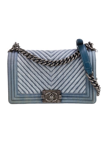 Medium Denim Chevron Boy Bag
