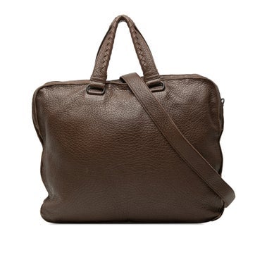 Goat Leather Intrecciato Trimmed Cervo Business Bag