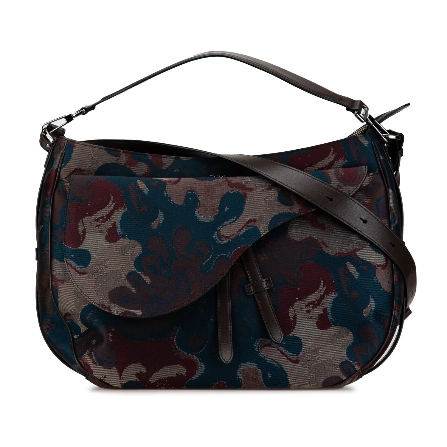 Calf Leather Peter Doig Denim Camouflage Soft Saddle Bag