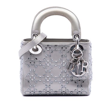 Mini Satin Cannage Crystal Embellished Lady Dior