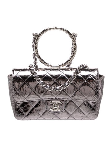 Quilted Mini Ring Flap Handle Bag