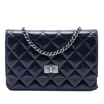 Calf Leather Quilted Shiny Aged Calfskin Reissue 2.55 Wallet on Chain