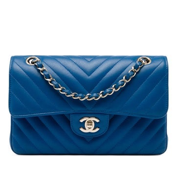 Small Classic Chevron Lambskin Double Flap