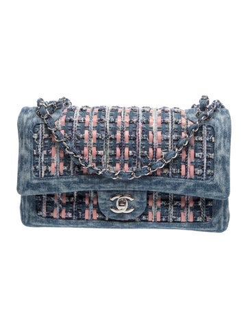 Denim Tweed Classic Medium Double Flap Bag