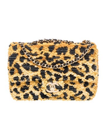 2026 Sequin Leopard Mini Rectangular Classic Flap Bag