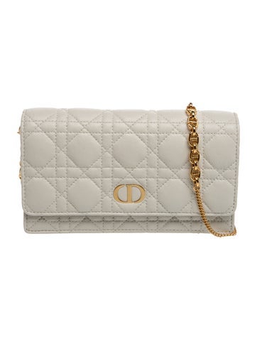 Quilted Caro Pouch with Chain in Latte Supple Cannage Calfskin Mini 2023