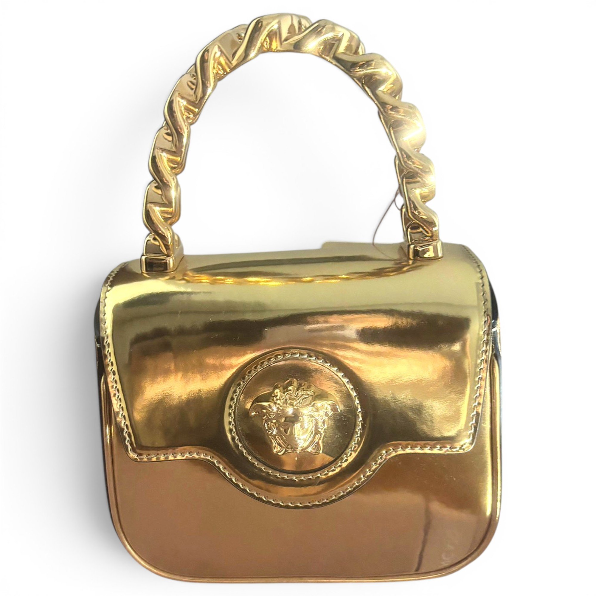 Versace La Medusa patent leather handbag