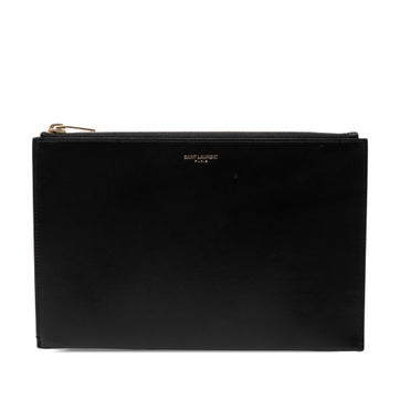 Calfskin Leather Zip Clutch