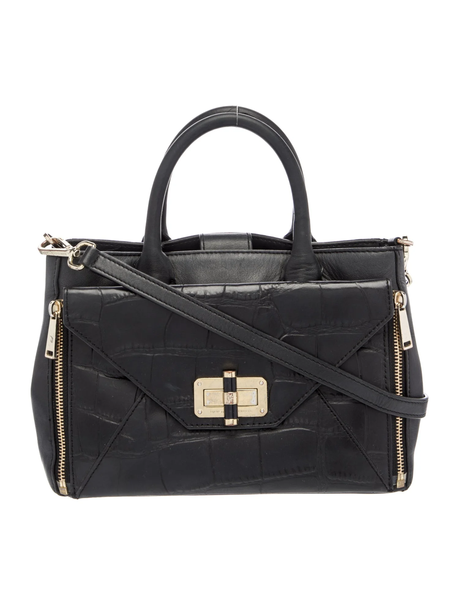 Embossed Leather Top Handle Bag