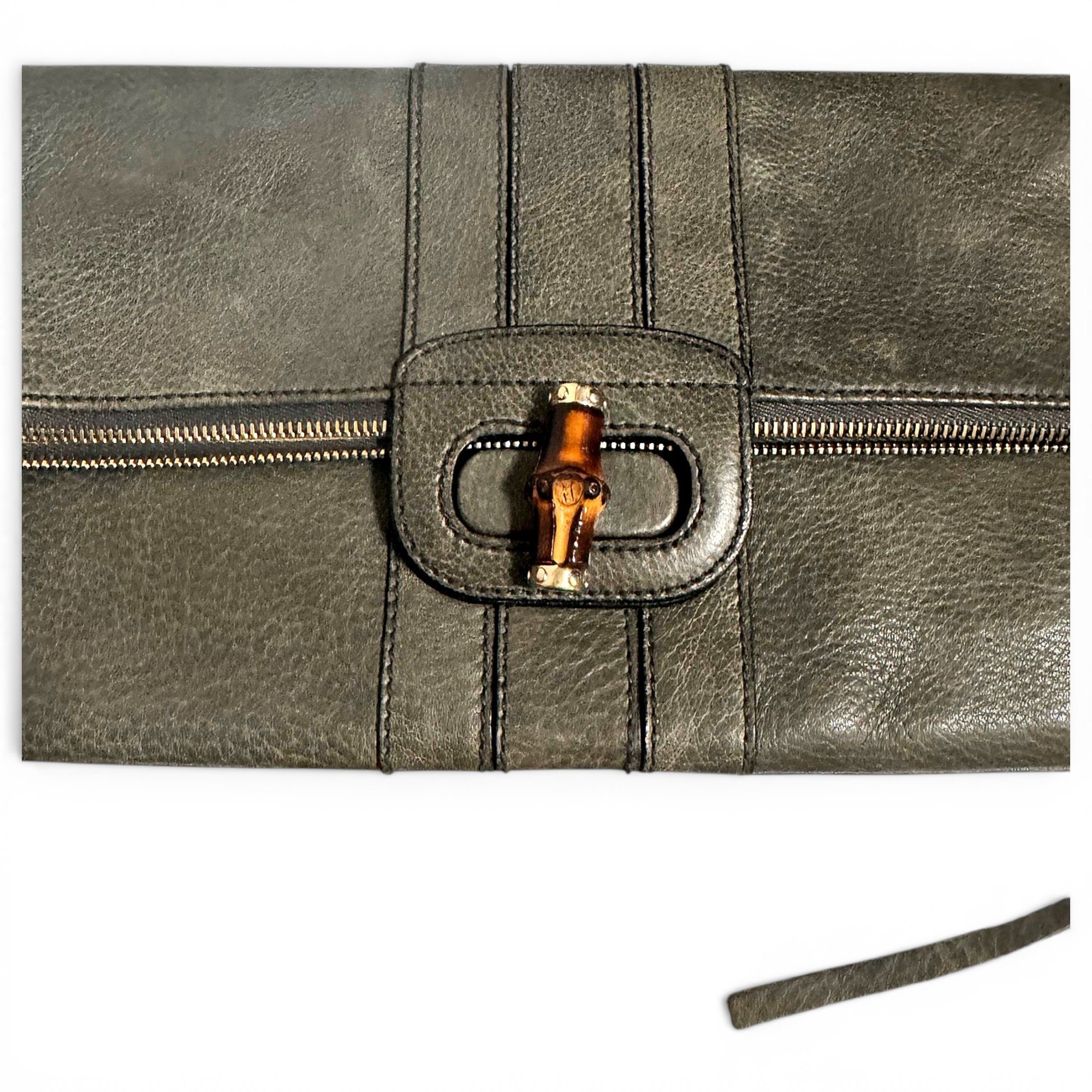 Gucci Bamboo leather clutch bag