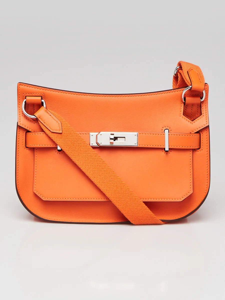 Hermes Hermes Orange Feu Swift Leather Palladium Plated Mini Jypsiere Bag
