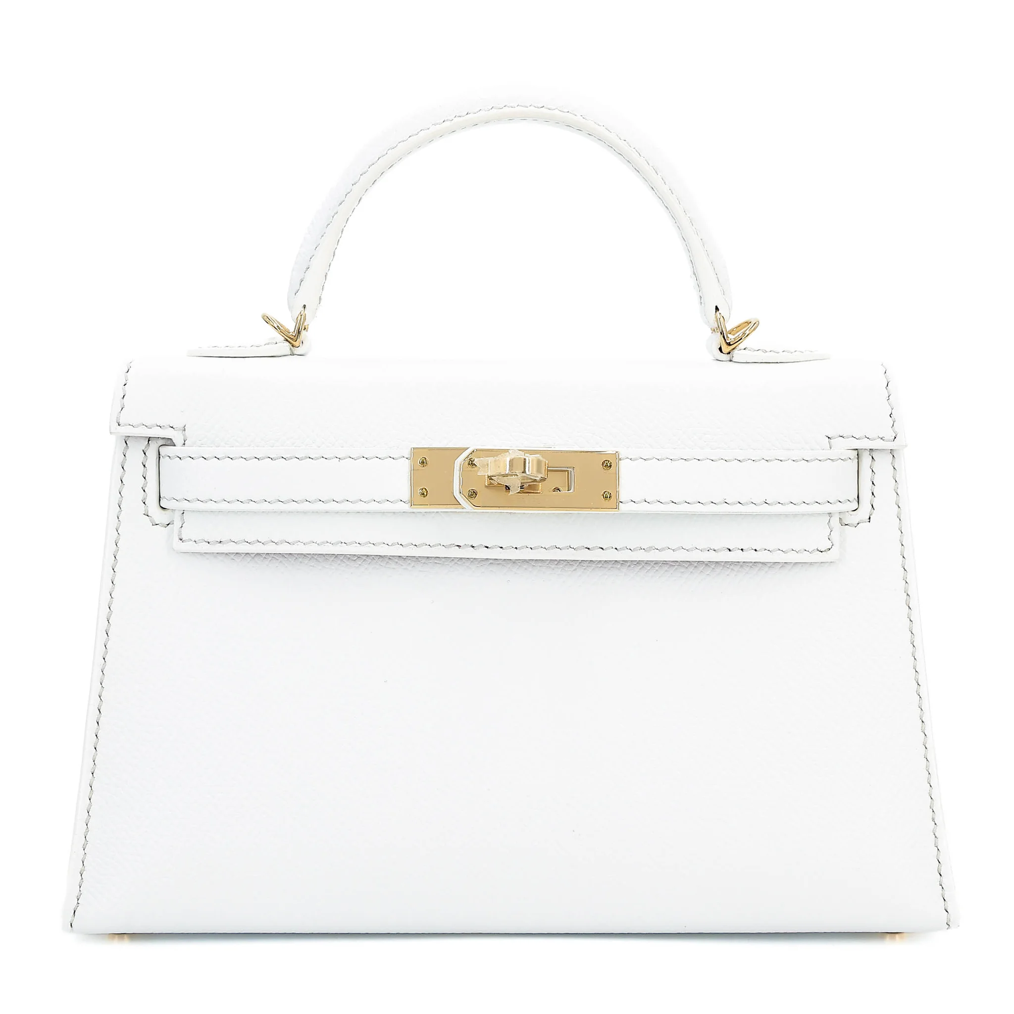 Unused ( Rank NS ) HERMÈS Mini Kelly II HSS White (01) Rose Purple (L3) Epsom Permabrass hardware Y (2020)