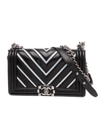Medium Holographic Chevron Boy Bag