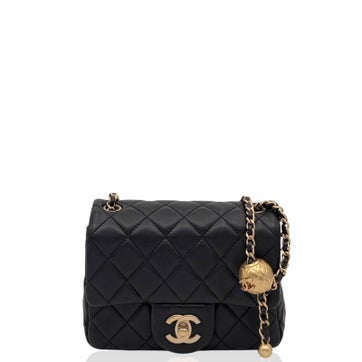 Goat Leather Pearl Crush Square Flap Mini
