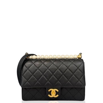 Goat Leather Chic Pearls Flap Small