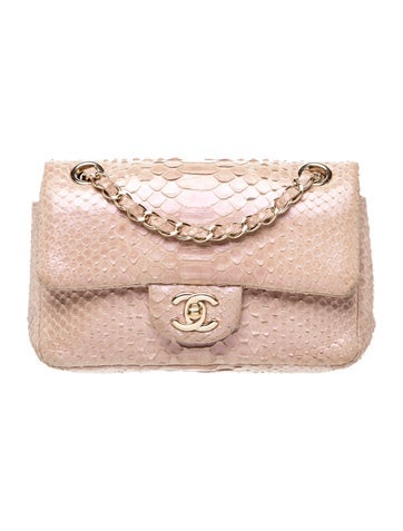 Classic Rectangular Mini Python Flap Bag