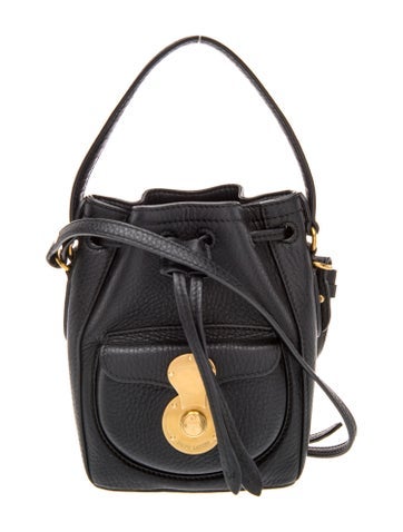 Leather Ricky Drawstring Bucket Bag Small