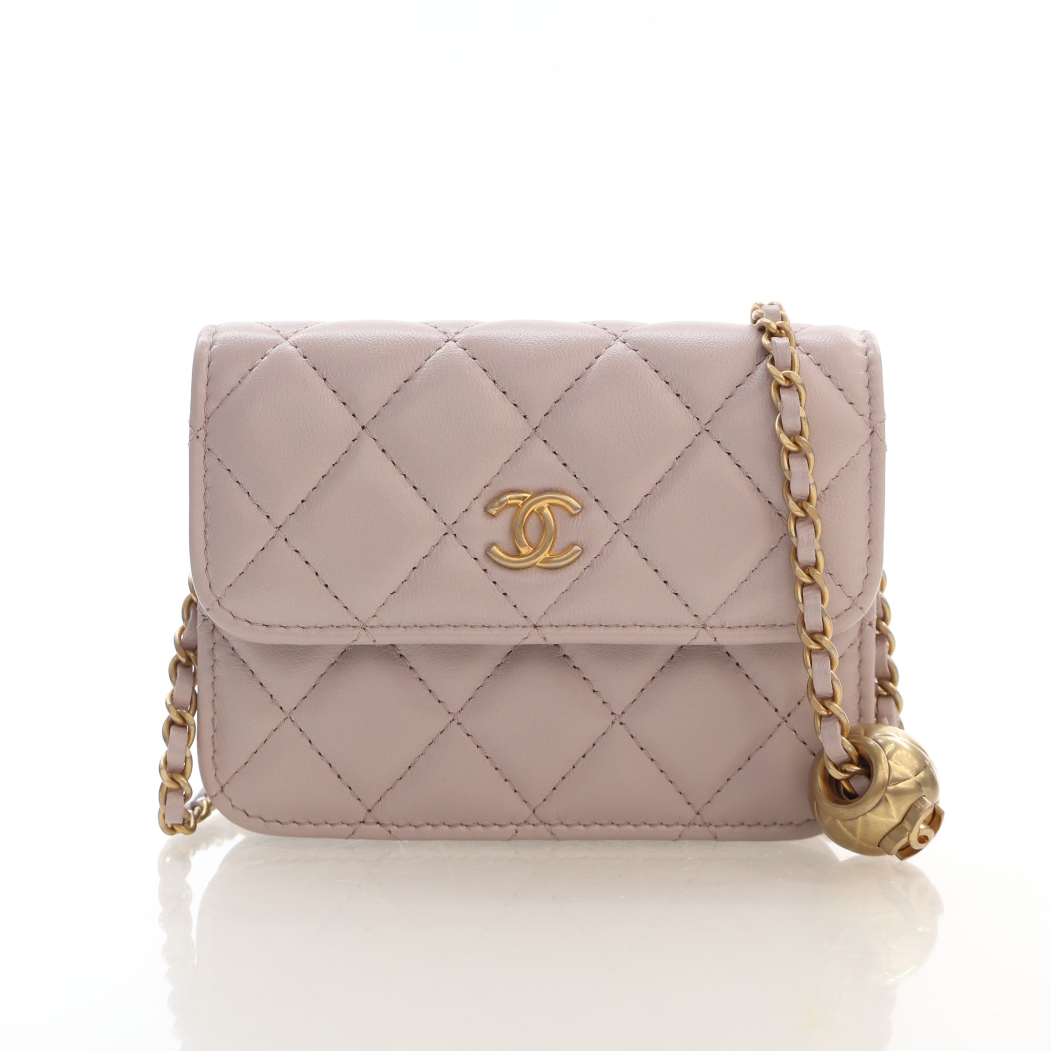 Chanel Mini Lambskin Pearl Crush Clutch With Chain