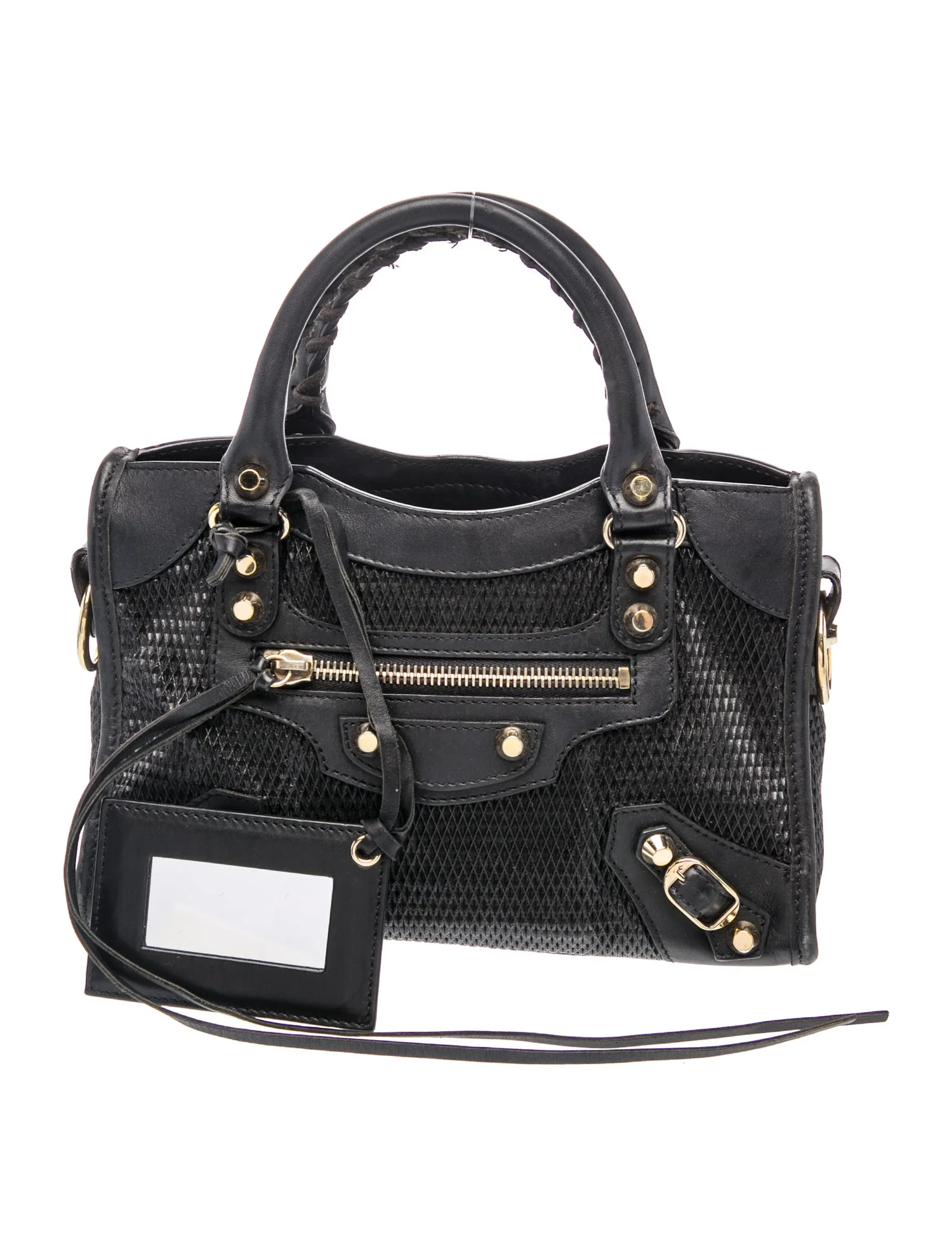 Leather City Classic Studs Bag Perforated Leather Mini