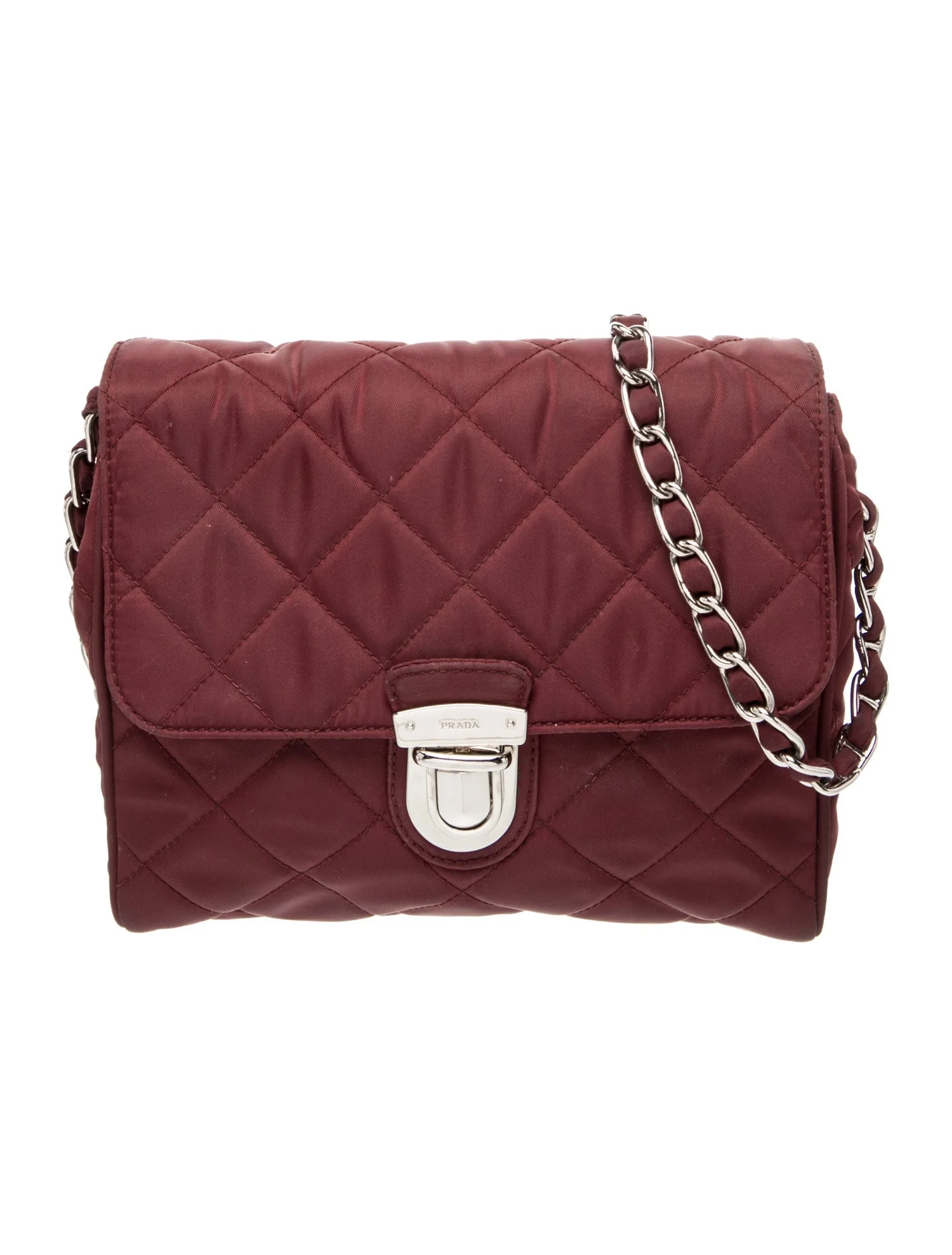Quilted Impuntu Nylon Chain Crossbody Bag