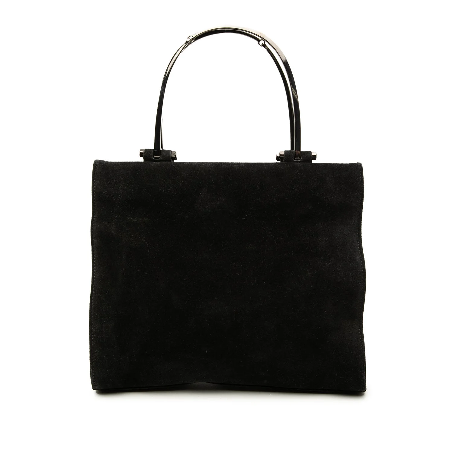 Suede Metal Handle Bag