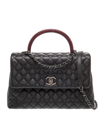 Medium Lizard-Trimmed Coco Handle Bag