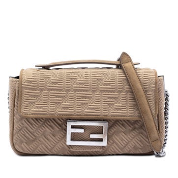 Nylon Zucca Embossed Technical Fabric Chain Midi Baguette