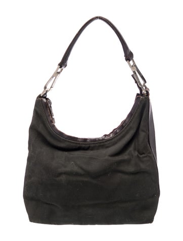 Bamboo Nylon Hobo Shoulder Bag Vintage