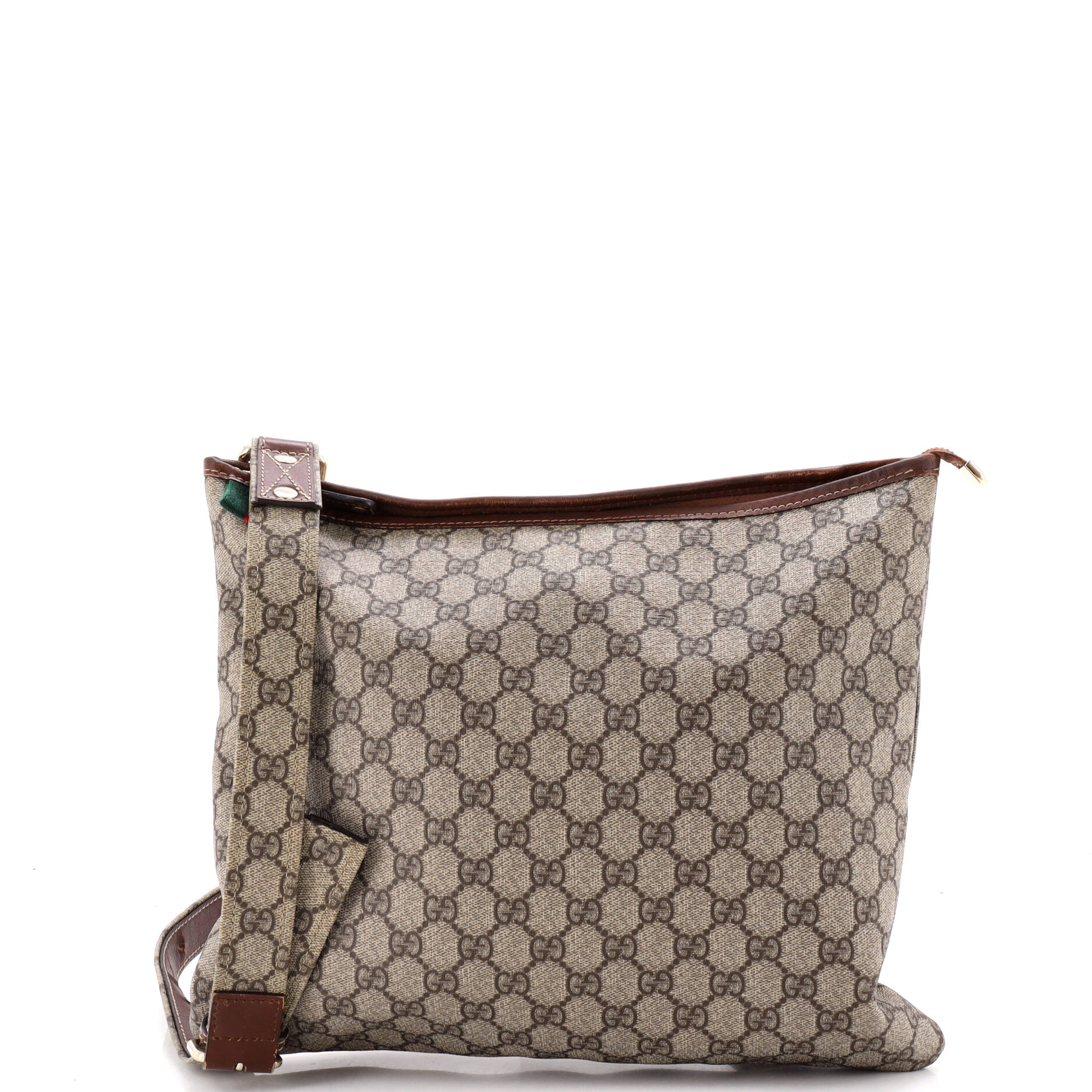 Gucci Web Loop Flat Messenger GG Coated Canvas Large