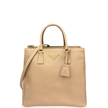 Saffiano Lux Leather Two-Way Bag Brown