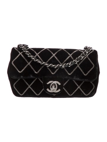 Velvet Quilted Chain Extra Mini Flap Bag