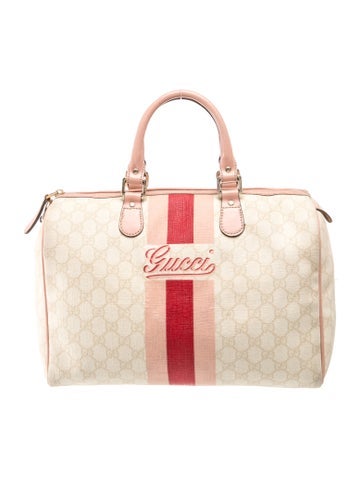 GG Supreme GG Plus Monogram Web Stripe Medium Joy Boston Pink